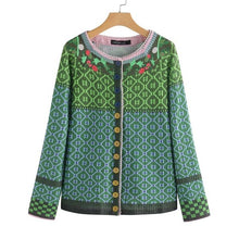 Load image into Gallery viewer, ZANZEA Women's Patchwork Cardigans Pull Femme Jackets Ethnic Print Coats Single Button Overcoat Female O Neck Blusa Plus Size 7