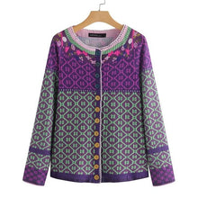 Load image into Gallery viewer, ZANZEA Women's Patchwork Cardigans Pull Femme Jackets Ethnic Print Coats Single Button Overcoat Female O Neck Blusa Plus Size 7