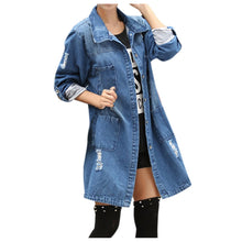 Load image into Gallery viewer, Jaycosin Fashion Women Casual Winter Warm Ripped Denim Jacket Stylish Long Sleeve Comfortable Soft Biker Jeans Outdoor Coats27#4