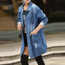 Load image into Gallery viewer, Jaycosin Fashion Women Casual Winter Warm Ripped Denim Jacket Stylish Long Sleeve Comfortable Soft Biker Jeans Outdoor Coats27#4