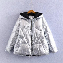 Load image into Gallery viewer, 2019 Winter Glossy Hooded Down Parka women's Ribbons jackets large size Winter Warm Thick Parka Loose Coat Winter Women Jacket