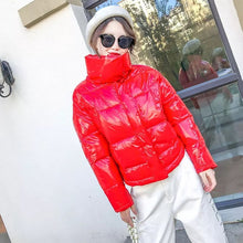 Load image into Gallery viewer, Winter Glossy Down cotton Warm Thick Parka women's Waterproof Puffer Jacket Winter Coat Women Pink blue Red Black orange MY234