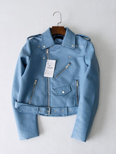 Load image into Gallery viewer, Women's ZA Classic Leather Jacket Coat Long Sleeved Yellow PU Coat 5 Color Outerwear