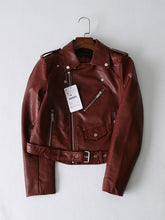 Load image into Gallery viewer, Women's ZA Classic Leather Jacket Coat Long Sleeved Yellow PU Coat 5 Color Outerwear