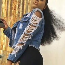 Load image into Gallery viewer, 2019 Casual Women's Jacket Clothing Hole Coat Long Sleeve Pocket Button Denim Jacket coats and jackets women winter new F1128