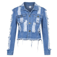 Load image into Gallery viewer, 2019 Casual Women's Jacket Clothing Hole Coat Long Sleeve Pocket Button Denim Jacket coats and jackets women winter new F1128