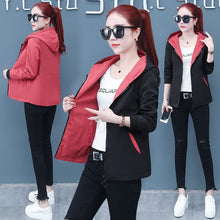 Load image into Gallery viewer, Women's Hooded Jackets 2020 Summer Autumn Causal Windbreaker Reversible baseball Coats Zipper Lightweight Jackets Bomber Famale