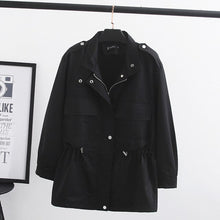 Load image into Gallery viewer, 2019 Extra Large Size XL&4XL Women's Jacket Autumn new Windbreaker Jacket Mid-Long Elastic Waist Casual Coat Ladies Tooling A93