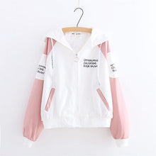 Load image into Gallery viewer, Women's Jackets 2020 Autumn Hooded Causal Windbreaker Famale Basic Coats Loose Zipper Famale Outwears Lightweight Plus Size P619