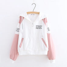 Load image into Gallery viewer, Women's Jackets 2020 Autumn Hooded Causal Windbreaker Famale Basic Coats Loose Zipper Famale Outwears Lightweight Plus Size P619