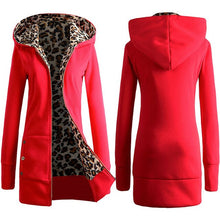 Load image into Gallery viewer, Women Jacket Thicker Hooded Sweatshirt Leopard Zipper Coat Women Plus Velvet Overcoat Outwear Women's Autumn Jacket