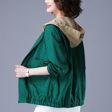 Load image into Gallery viewer, 2020 Summer Women's Jacket Thin Coat Hooded Pocket Zipper Windbreaker Female Long Sleeve Sun Protection Jackets Plus Size 4XL E7