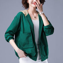 Load image into Gallery viewer, 2020 Summer Women's Jacket Thin Coat Hooded Pocket Zipper Windbreaker Female Long Sleeve Sun Protection Jackets Plus Size 4XL E7
