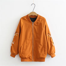 Load image into Gallery viewer, Oversize Spring Autumn Women's Jacket New Fashion Embroidery Long Sleeve Zipper Casual Jacket Coat Female Windbreaker Overcoat