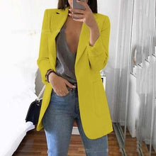 Load image into Gallery viewer, Women's Casual Mid Coat Lapel Slim Cardigan Outdoor Work Suit Jackets Open Front Coat Cloak Jackets Female Blusas Chaqueta Mujer