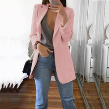 Load image into Gallery viewer, Women's Casual Mid Coat Lapel Slim Cardigan Outdoor Work Suit Jackets Open Front Coat Cloak Jackets Female Blusas Chaqueta Mujer