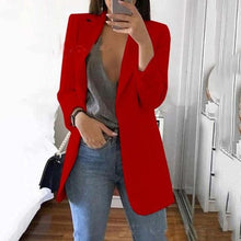Load image into Gallery viewer, Women's Casual Mid Coat Lapel Slim Cardigan Outdoor Work Suit Jackets Open Front Coat Cloak Jackets Female Blusas Chaqueta Mujer