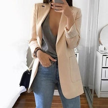 Load image into Gallery viewer, Women's Casual Mid Coat Lapel Slim Cardigan Outdoor Work Suit Jackets Open Front Coat Cloak Jackets Female Blusas Chaqueta Mujer