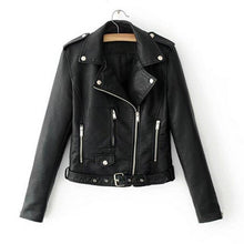 Load image into Gallery viewer, Korean Motorcycle Short Coat New Spring Women's Jacket The Self-cultivation Pu Leather Jacket Women's Leather Bright