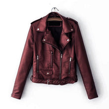 Load image into Gallery viewer, Korean Motorcycle Short Coat New Spring Women's Jacket The Self-cultivation Pu Leather Jacket Women's Leather Bright
