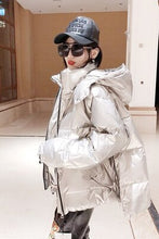 Load image into Gallery viewer, New glossy cotton jacket women winter warm parka loose plus size outwear female 2019 down jackets women's hooded coat overcoat