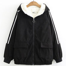 Load image into Gallery viewer, Women's Cotton Coat Winter Jacket Ladies Corduroy Cotton Outerwear Winter Plus Velvet Thick Warm Jackets Zipper Overcoat A1419