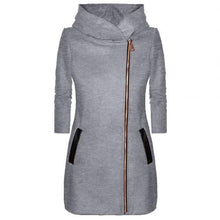 Load image into Gallery viewer, Women's winter warm jacket Women's Long Sleeve Zip Pocket Hooded Jacket Casual Slim Leather Contrast Jacket
