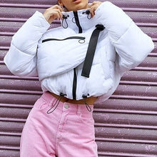 Load image into Gallery viewer, Winter Women's Short Parkas Solid Cotton Loose Padded Bubble Cropped Puffer Jacket Gothic Mantel Damen Snow Warm Coat HH50MF