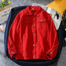 Load image into Gallery viewer, Spring Large size Jacket 2020 new Women's Jeans Jackets Tooling Lovers black/green wash Denim Jacket Female Loose Jean jacket