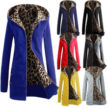 Load image into Gallery viewer, Women Jacket Thicker Hooded Sweatshirt Leopard Zipper Coat Women Plus Velvet Overcoat Outwear Women's Autumn Jacket