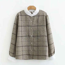 Load image into Gallery viewer, Women's Coats New 2020 Spring Autumn Thin Casual Jacket Fashion Crew Neck Single-breasted Lattice Elegant Shirt Coat Outerwear