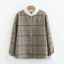 Load image into Gallery viewer, Women's Coats New 2020 Spring Autumn Thin Casual Jacket Fashion Crew Neck Single-breasted Lattice Elegant Shirt Coat Outerwear