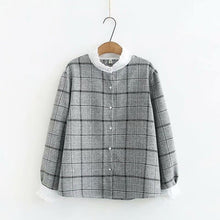 Load image into Gallery viewer, Women's Coats New 2020 Spring Autumn Thin Casual Jacket Fashion Crew Neck Single-breasted Lattice Elegant Shirt Coat Outerwear