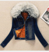 Load image into Gallery viewer, Autumn Winter Denim Jacket Women Clothing Korean Plus Velvet Short Jeans Jacket Outerwear Slim Plus Size Women Basic Coat K896