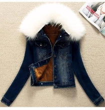 Load image into Gallery viewer, Autumn Winter Denim Jacket Women Clothing Korean Plus Velvet Short Jeans Jacket Outerwear Slim Plus Size Women Basic Coat K896