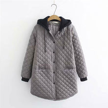 Load image into Gallery viewer, 6XL Thick Cotton Coat Winter Large Size Women&#39;s New Korean Casual Long Plaid Loose Hooded Jacket Shirt Abrigos Mujer Parka f1575
