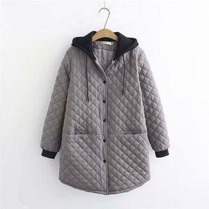 6XL Thick Cotton Coat Winter Large Size Women's New Korean Casual Long Plaid Loose Hooded Jacket Shirt Abrigos Mujer Parka f1575