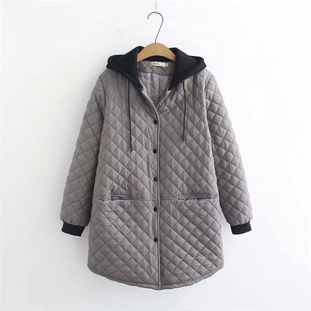 6XL Thick Cotton Coat Winter Large Size Women's New Korean Casual Long Plaid Loose Hooded Jacket Shirt Abrigos Mujer Parka f1575