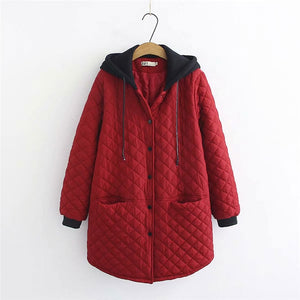 6XL Thick Cotton Coat Winter Large Size Women's New Korean Casual Long Plaid Loose Hooded Jacket Shirt Abrigos Mujer Parka f1575