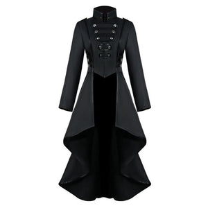 Rosetic Medieval Coat Tuxedo Women's Lapel Irregular Hem Retro Long Coat Female Vintage Gown Party Club Wear Punk Gothic Coat