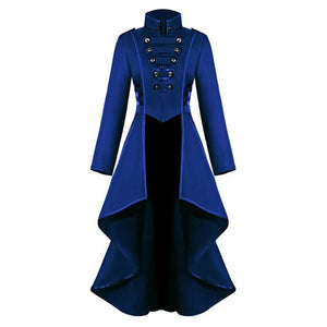 Rosetic Medieval Coat Tuxedo Women's Lapel Irregular Hem Retro Long Coat Female Vintage Gown Party Club Wear Punk Gothic Coat