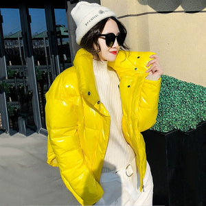 Winter Glossy Down cotton Warm Thick Parka women's Waterproof Puffer Jacket Winter Coat Women Pink blue Red Black orange MY234