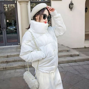 Winter Glossy Down cotton Warm Thick Parka women's Waterproof Puffer Jacket Winter Coat Women Pink blue Red Black orange MY234