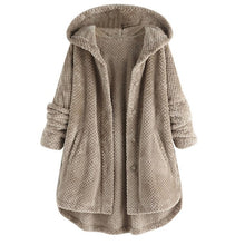 Load image into Gallery viewer, Plus Size S-5XL Stylish Women&#39;s Coat Fleece Irregular Long Sleeve Button Pocket Warm Hooded Ladies Coat chaquetas mujer 2019
