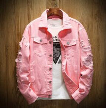 Load image into Gallery viewer, Autumn Denim Jacket Women&#39;s Hole Denim Denim Jacket Jacket Slim Ftness Casual Jacket Cotton White Black XL 5XL
