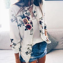 Load image into Gallery viewer, Floral Print Spring Women&#39;s Bomber Jackets Plus Size Short Female Coat Zipper Chaqueta Outwear Long Sleeve Womens Jacket
