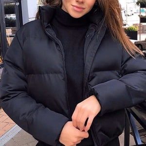 Winter Thicken Women's Short Parkas Coat Solid Stand Collar Warm Parka Female Cotton Padded 2020 Fashion Puffer Jacket For Women