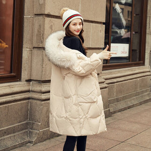 NEW 2019 new fashion down jacket women's long section large fur collar thickening thin winter warm jacket women's clothing