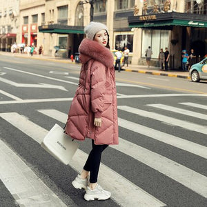 NEW 2019 new fashion down jacket women's long section large fur collar thickening thin winter warm jacket women's clothing