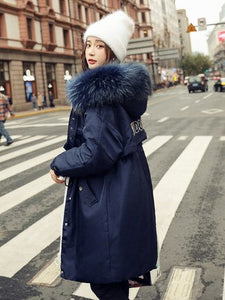 NEW 2019 new fashion down jacket women's long section large fur collar thickening thin winter warm jacket women's clothing